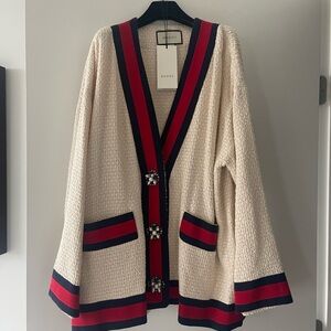 BNWT GUCCI Cardigan Tweed with Sylvia web EU46